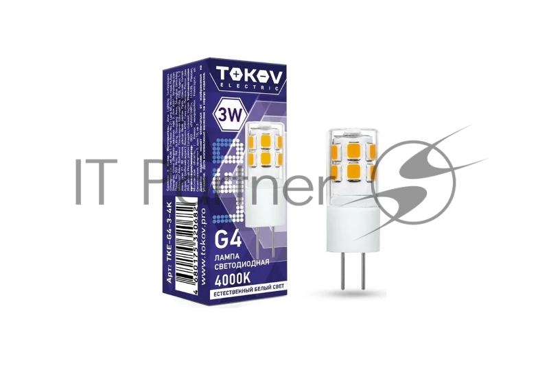 Лампа светодиодная TOKOV ELECTRIC 3Вт Capsule 4000К G4 220-240В