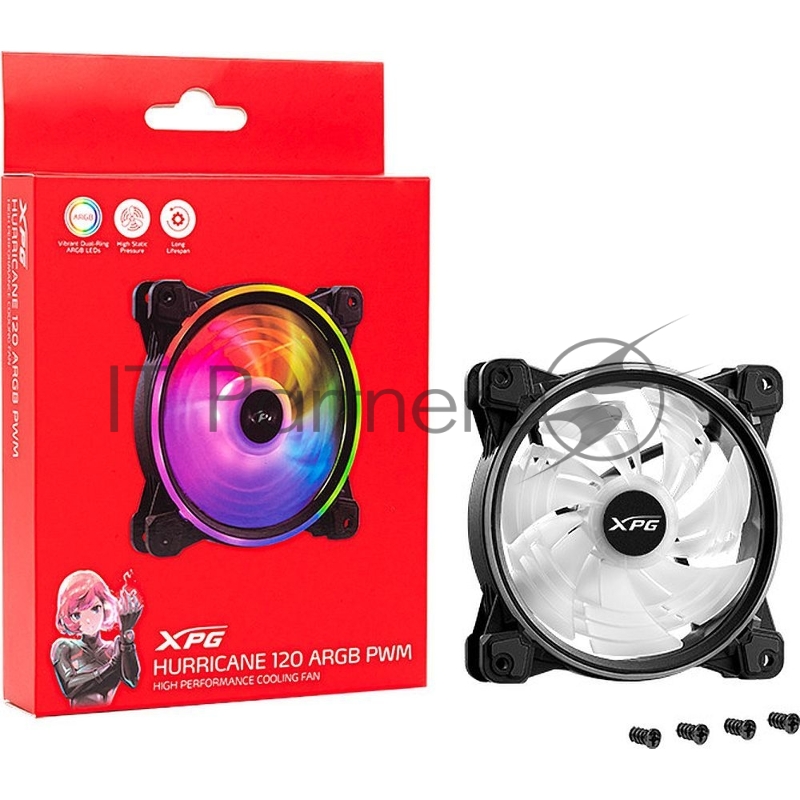 Вентилятор для корпуса ADATA XPG HURRICANE 120 PWM ARGb черный, 120 мм, пластик, 2000 об/мин, 18.17 дБ, 4 pin