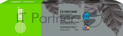 Картридж струйный Cactus CS-F6V16AE №123 многоцветный (6,4 мл) для HP HP DeskJet 2130