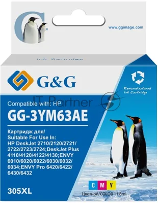 Картридж струйный G&G GG-3YM63AE 305XL многоцветный (11.6 мл) для HP DeskJet 2320/2710/2720