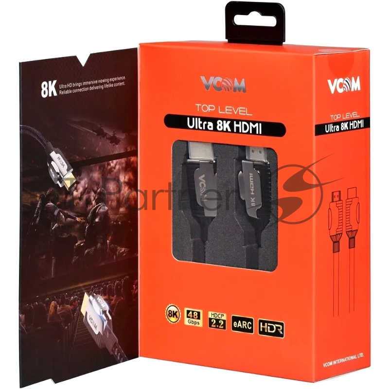 Кабель VCOM CG864-2M HDMI 19M/M,ver. 2.1, 8K@60 Hz 2m VCOM CG864-2M