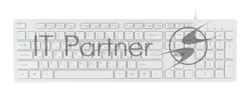 Клавиатура проводная Acer OKW123, USB, белый