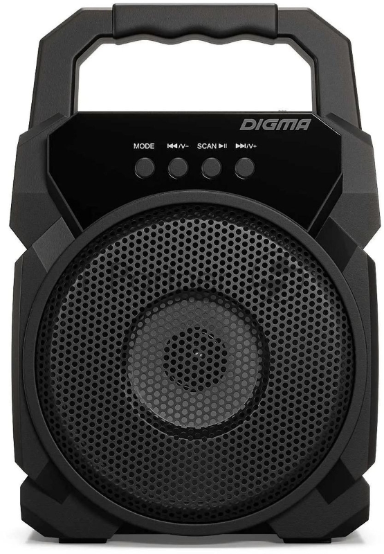 Портативная колонка Digma D-PS1500 черный 10 Вт 1.0 BT 10м 500mAh