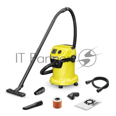 Строительный пылесос Karcher WD 3 P V-17/4/20 Workshop желтый, 1000 Вт, уборка сухая/сбор воды/выдув, пылесборник мешок/контейнер, 17 л