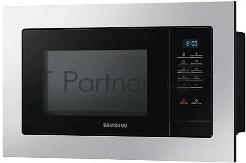 Встраиваемая микроволновая печь Samsung MS23A7013AT/BW серебристый/черный, 23 л, 1150 Вт, переключатели - кнопки