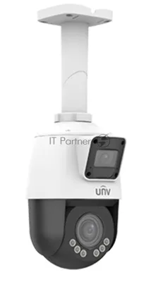 Сдвоенная видеокамера IP Uniview IPC9312LFW-AF28-2X4 Мини-PTZ: 2 x 2MP, поворотн. 4X объектив 2.8-12.0мм моториз. AF, обзорн. 2.8мм, IR upto 10m/50m, LightHunter, Ultra 265/H.265/H.264/MJPEG, 2 потока, 2 Mic & speaker, Micro SD, WiFi, PoE, IP66