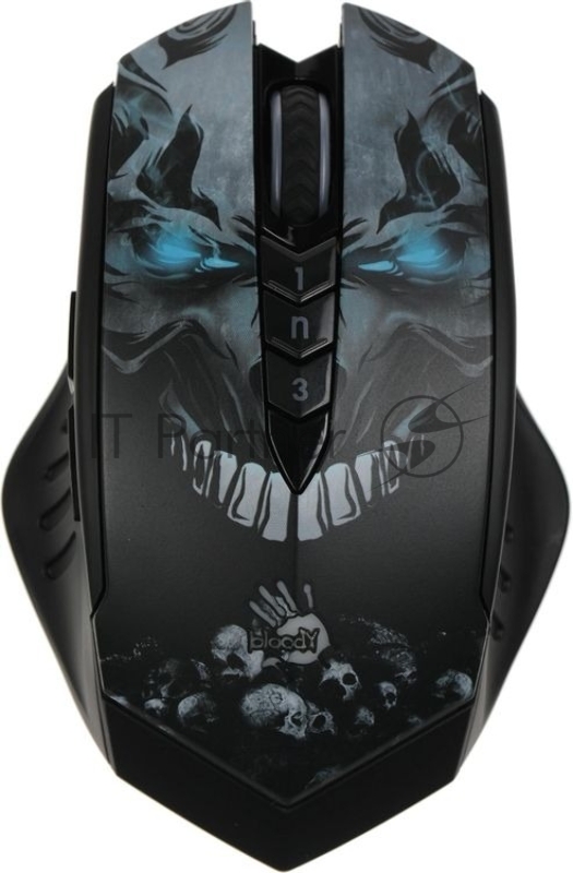 Мышь беспроводная A4Tech Bloody R80 Plus Skull черный, 5000 dpi, радиоканал, USB, кнопки - 8