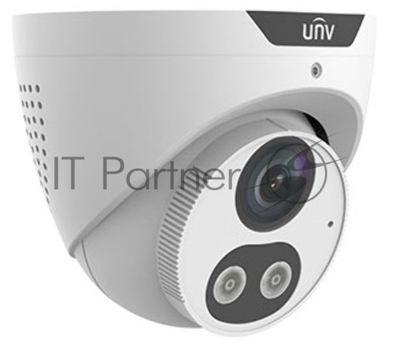 Видеокамера Uniview IP купольная, 1/2.7" 4 Мп КМОП @ 30 к/с, ИК-подсветка и тревожная подсветка видимого спектра до 30м., LightHunter 0.003 Лк @F1.6, объектив 2.8 мм, WDR, 2D/3D DNR, Ultra 265, H.265,