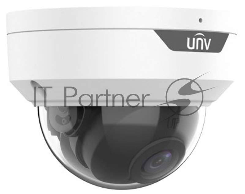 Видеокамера Uniview IP купольная антивандальная, 1/2.9" 2 Мп КМОП @ 30 к/с, ИК-подсветка до 30м., 0.01 Лк @F2.0, объектив 2.8 мм, DWDR, 2D/3D DNR, Ultra 265, H.265, H.264, MJPEG, 2 потока, встроенный