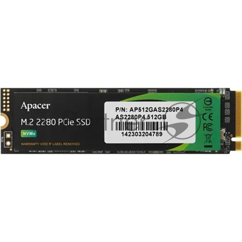 Накопитель SSD Apacer AS2280P4, 512Gb, M.2 2280, PCIe 3.0 x4, NVMe, R/W 2100/1500