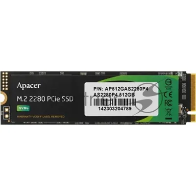 Накопитель SSD Apacer AS2280P4, 512Gb, M.2 2280, PCIe 3.0 x4, NVMe, R/W 2100/1500