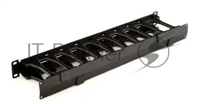 Кабельный организатор с крышкой Hyperline CMF-1U-FPL106-MCOV-RAL9005, глубина 106 мм, 19", 1U