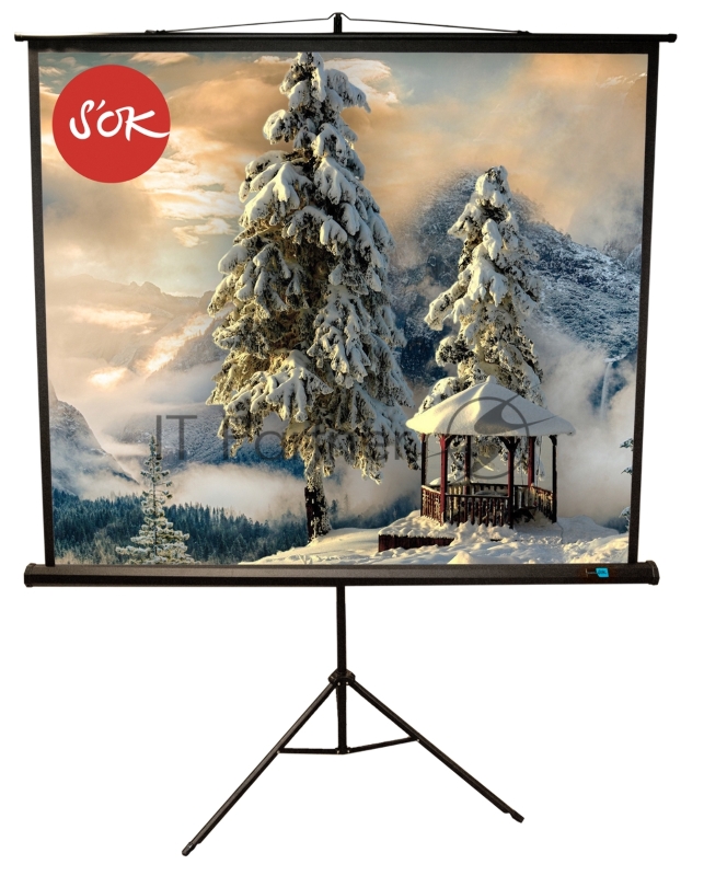 Экран Sakura 200x200 см TriScreen 1:1 напольный рулонный белый 111' Matt White (MW), черный корпус