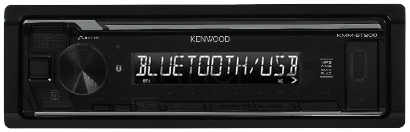 Автомагнитола Kenwood KMM-BT208, 1 DIN, Bluetooth, USB Type-A, AUX, съёмная панель