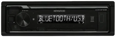 Автомагнитола Kenwood KMM-BT208, 1 DIN, Bluetooth, USB Type-A, AUX, съёмная панель