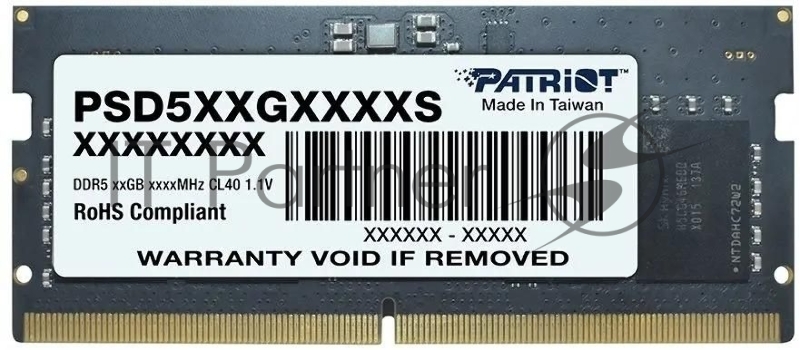 Оперативная память Patriot Signature, DDR5, 8GB (1x8 GB), 5600 MHz, CL46, SO-DIMM