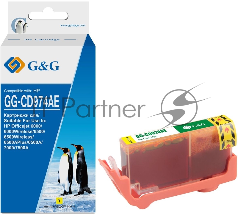 Картридж струйный G&G GG-CD974AE желтый (14.6 мл) для HP Officejet 6000/6500/6500A/7000/7500A