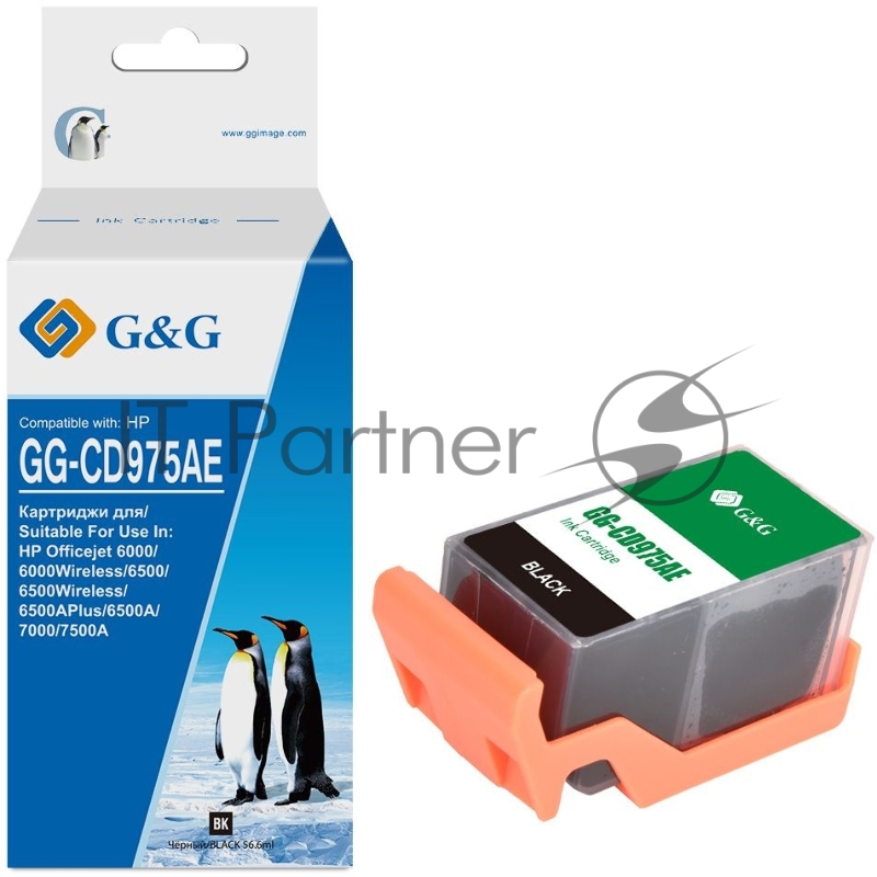 Картридж струйный G&G GG-CD975AE черный (56.6 мл) для HP Officejet 6000/6500/6500A/7000/7500A