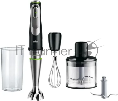 Блендер погружной Braun MQ9135XI черный, 1200 Вт, плавная регулировка, турбо