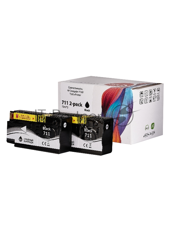 Набор струйных картриджей Sakura P2V31A (№711 2-pack Black) для HP, черный, 73 мл.