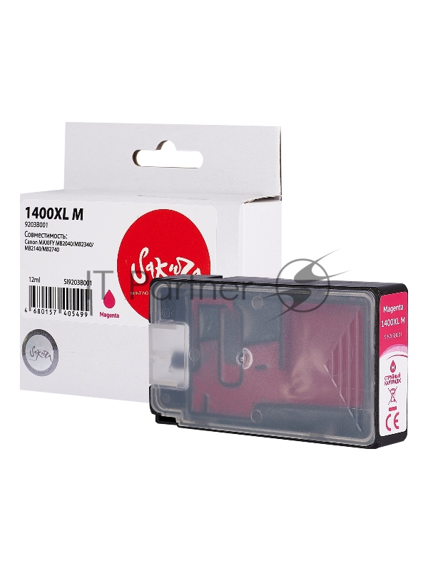 Картридж струйный Sakura 9203B001 (1400XL M) для Canon, пурпурный, 12 мл., 900 к.