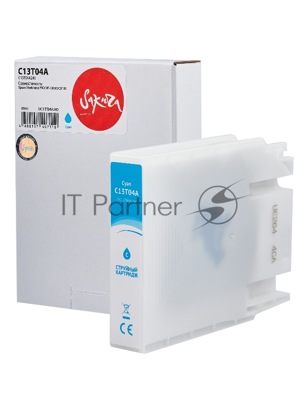 Картридж струйный Sakura C13T04A240 (C13T04A C) для Epson, голубой, 85 мл., 8000 к.