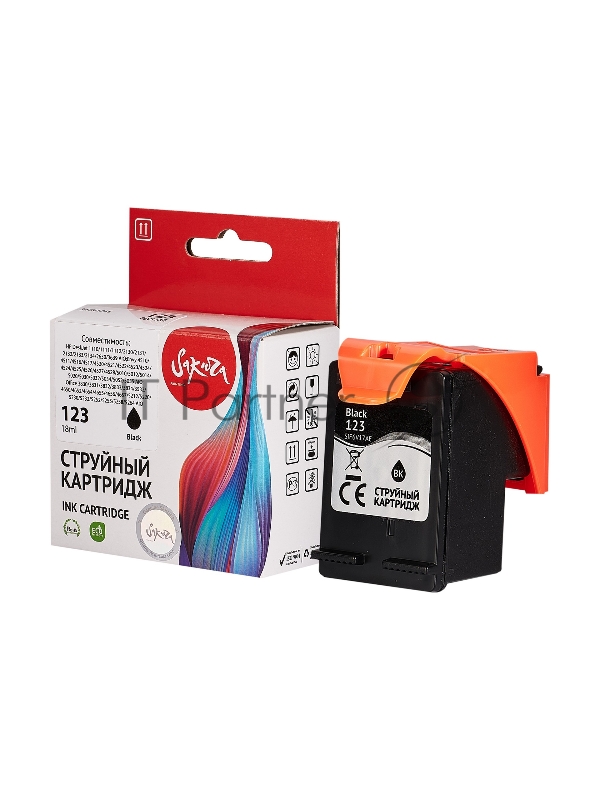 Картридж струйный Sakura F6V17AE (№123 Black) для HP, черный, 18 мл., 600 к.