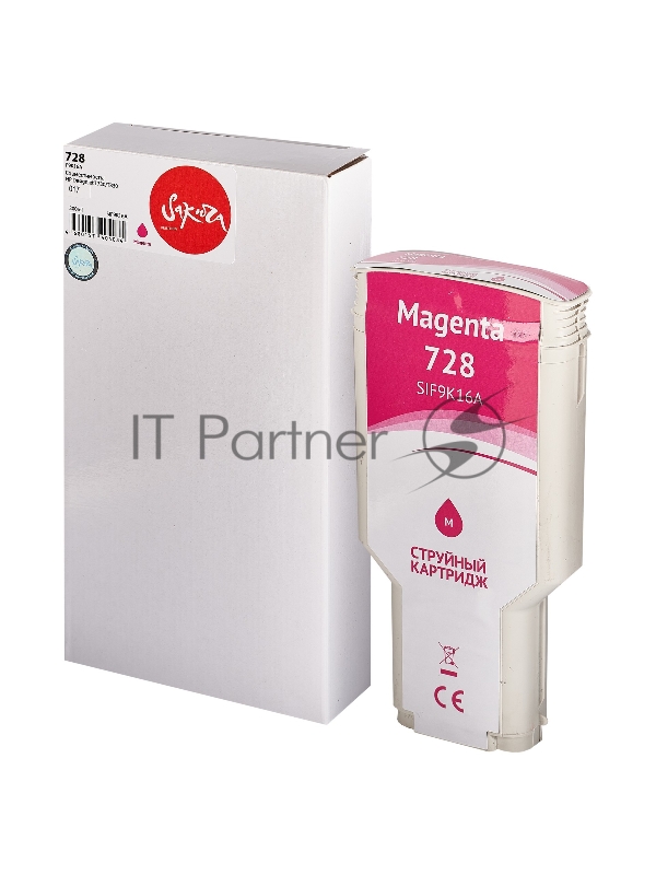 Картридж струйный Sakura F9K16A (№728 Magenta) для HP, пурпурный, 300 мл.