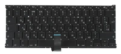 Клавиатура для ноутбука MacBook A1369 2011+ черная с подсветкой, большой ENTER