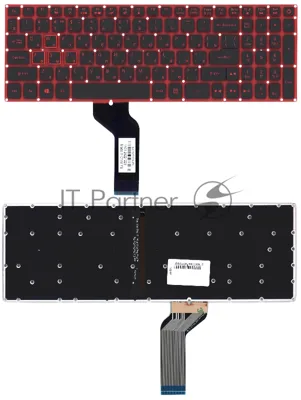 Клавиатура для ноутбука Acer Nitro 5 AN515-51 черная с красной подсветкой (стрелки без рамки)