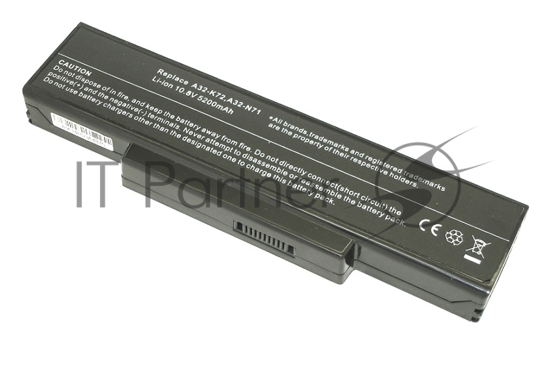 Аккумуляторная батарея для ноутбука Asus K72 5200mAh OEM черный