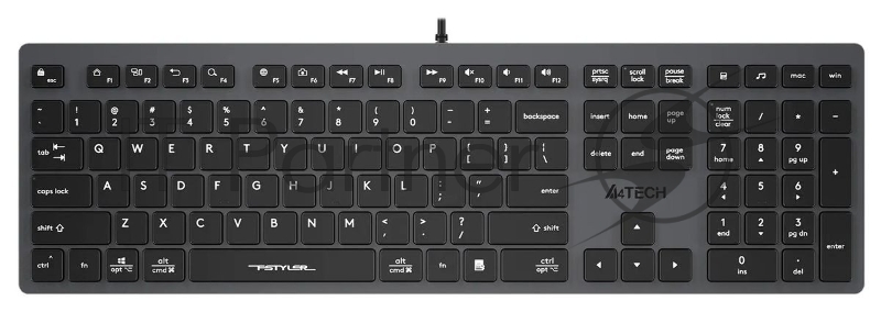 Клавиатура проводная A4Tech Fstyler FX50, USB, серый