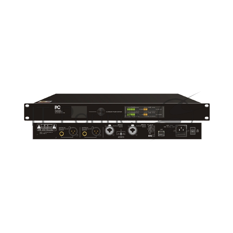 Подавитель обратной связи TS-224D ITC 2 вх. (XLR/1/4 TRS)/2 вых. (XLR/1/4 TRS + TRS), 40-bit DPS. 31 полосный графический/8 полосный параметрический эквалайзеры. 32-bit/48kHz, LED индикация.