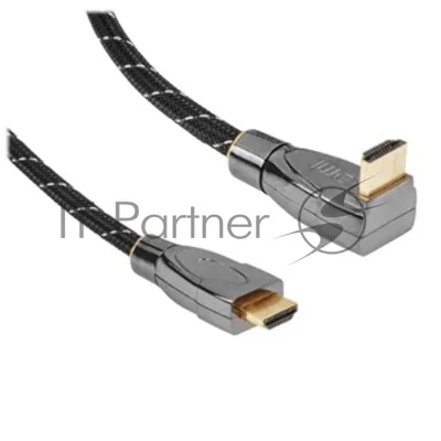 Кабель HDMI Wize WAVC-HDMIRA-7M 7 м., v.2.0b, 19M/19M, 4K/60 Hz 4:4:4, 26 AWG, HDCP 1.4, HDCP 2.2, Ethernet, позол.угловой разъем, экран, черный, пакет