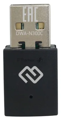 Сетевой адаптер WiFi Digma DWA-N300C N300 USB 2.0 (ант.внутр.) 1ант. (упак.:1шт)