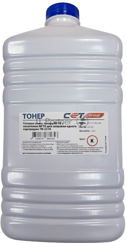 Тонер CET NF7K+NF7D черный бутылка 544гр. для принтера Konica Minolta Bizhub 224e/C224/284/364