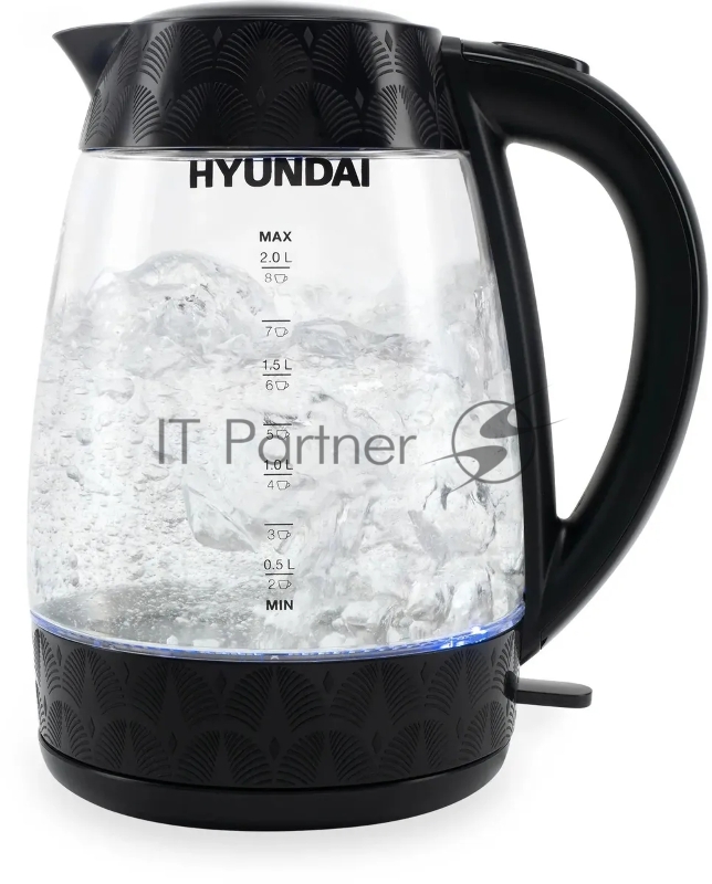 Чайник электрический Hyundai HYK-G4505 2 л, 2200 Вт, черный (корпус: стекло)