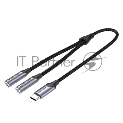 Переходник-разветвитель Vention гибкий USB-C M/Jack 3.5 мм F x 2 (Аудио+Микрофон) - 0.3 м