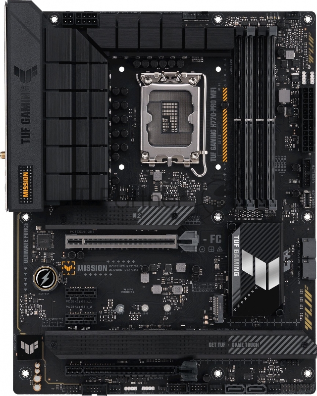 Материнская плата ASUS TUF GAMING H770-PRO WIFI, LGA1700, Intel H770, 4xDDR5, 4xSATA, 4xM.2, 2xPCIe x16, 2xPCIe x1, DisplayPort, HDMI, 1x2.5Gb LAN, USB Type-C, 5x3.5 мм, 7.1, ATX