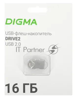 Флешка USB Digma DRIVE2 (DGFUM016A20SR), 16Gb, USB 2.0, R/W 20/10, серебристый