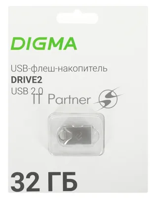 Флешка USB Digma DRIVE2 (DGFUM032A20SR), 32Gb, USB 2.0, R/W 20/10, серебристый
