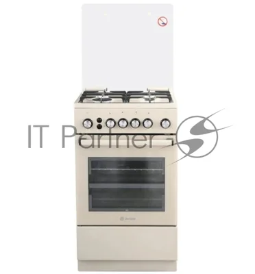 Плита Газовая De Luxe 5040.40г (кр) ЧР-016 бежевый (стеклянная крышка) реш.чугун