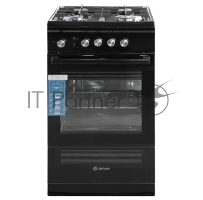 Плита газовая De Luxe 506040.24Г ЧР-001 черный, конфорок 4 шт, духовка 54 л, 50 см x 85 см x 60 см