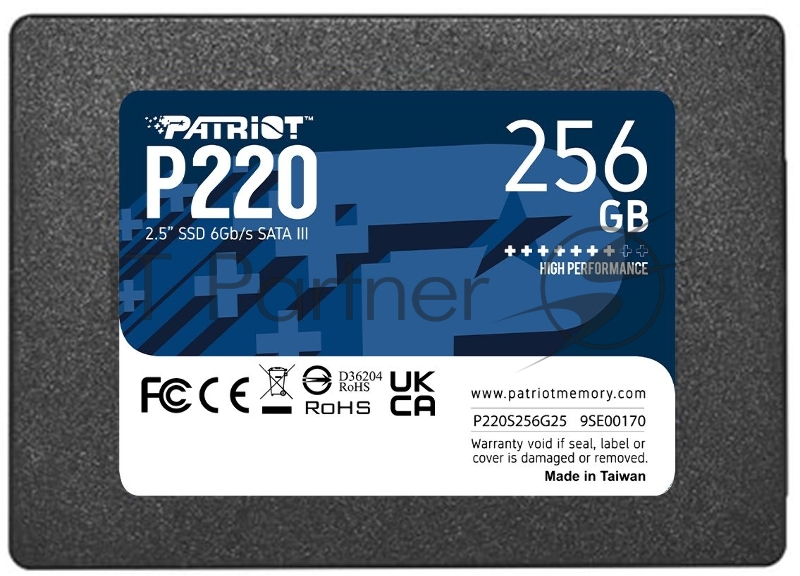 Накопитель SSD Patriot P220, 256Gb, SATA-III, 2.5", R/W 550/490