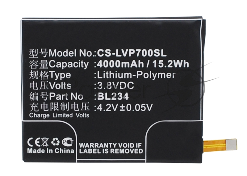 Аккумулятор CameronSino CS-LVP700SL (BL234) для Lenovo P70T 3.8V, 4000mAh, 15.20Wh