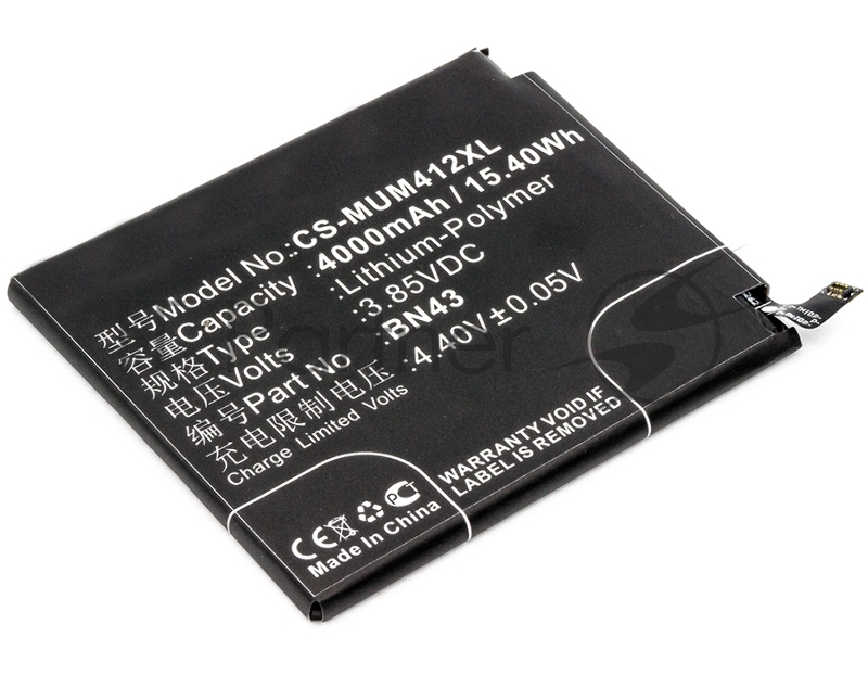 Аккумулятор CameronSino CS-MUM412XL BN43 для Xiaomi Redmi Note 4X (Ch.Version) 3.85V, 4000mAh, 15.40Wh