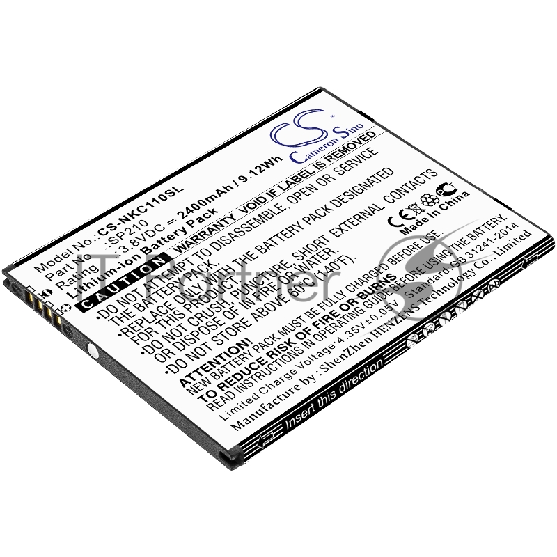 Аккумулятор CameronSino CS-NKC110SL SP210 для Nokia C1 Plus 3.8V, 2400mAh, 9.12Wh