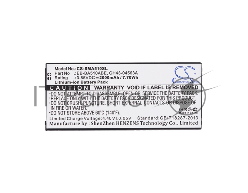 Аккумулятор CameronSino CS-SMA510SL EB-BA510ABE для Samsung Galaxy A5 (2016) SM-A5103.85V, 2000mAh, 7.70Wh