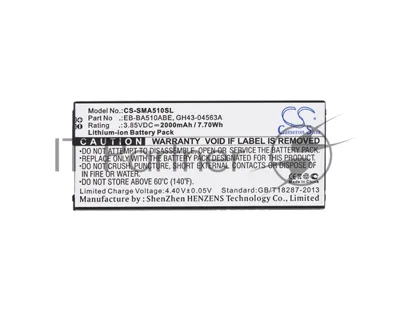 Аккумулятор CameronSino CS-SMA510SL EB-BA510ABE для Samsung Galaxy A5 (2016) SM-A5103.85V, 2000mAh, 7.70Wh