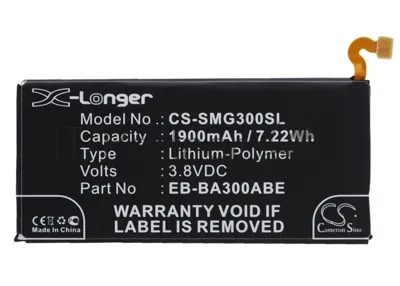 Аккумулятор CameronSino CS-SMG300SL EB-BA300ABE для Samsung Galaxy A3 SM-A300F, SM-A300F,DS Duos3.8V, 1900mAh